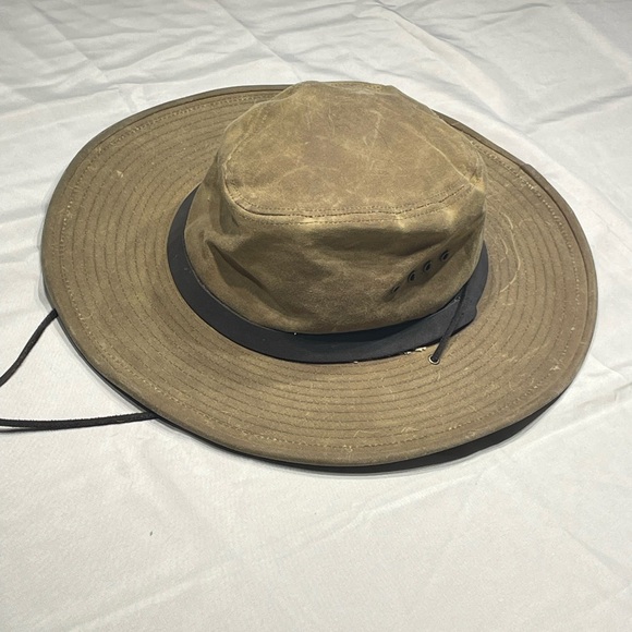 Filson tan Tin cloth wide brimmed Outdoors hat - Picture 4 of 12